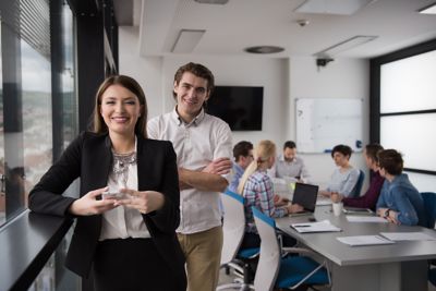 Employees in a meeting room